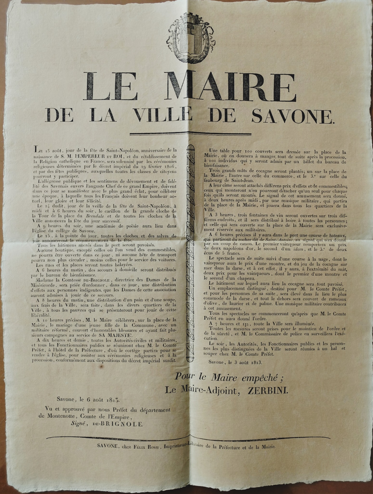 Testimonianza di Savona in epoca napoleonica.